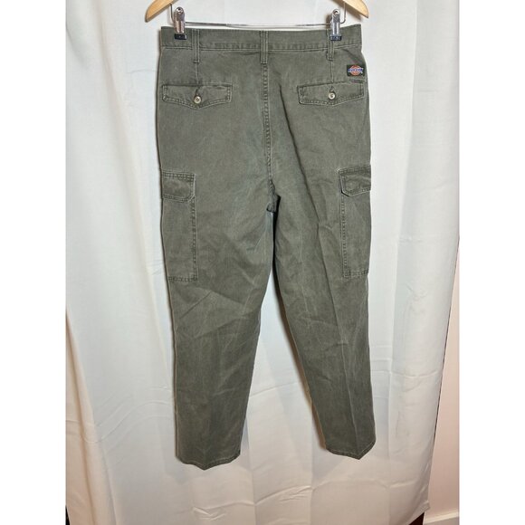 Vintage Dickies W33 L30 Cargo Pants Olive Green Pleated Workwear Skater Y2K - Picture 6 of 6